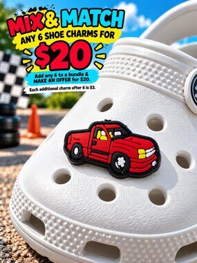 Red Sport Truck Croc Shoe Charm Custom Pickup Street Truck Jibbitz Style